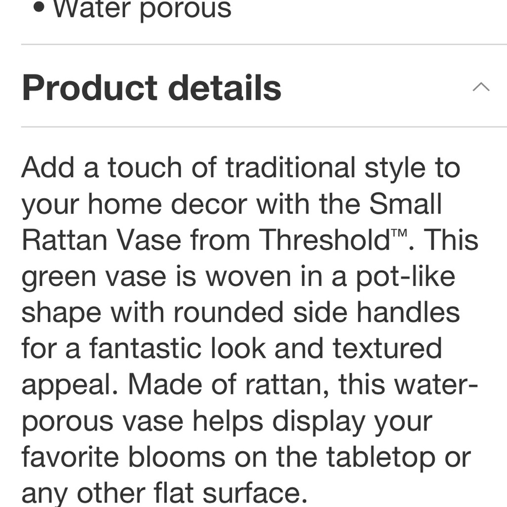 THRESHOLD NWT coastal rattan vase -blue -10” - Picture 4 of 5